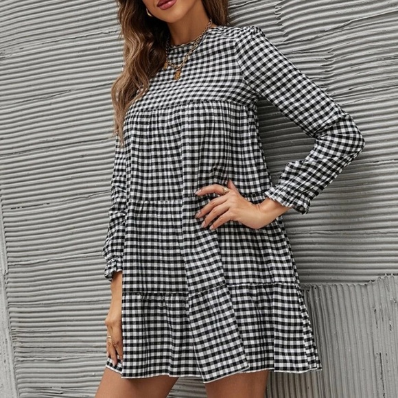 Checkered Ruffle Smock Dress - Picture 4 of 6